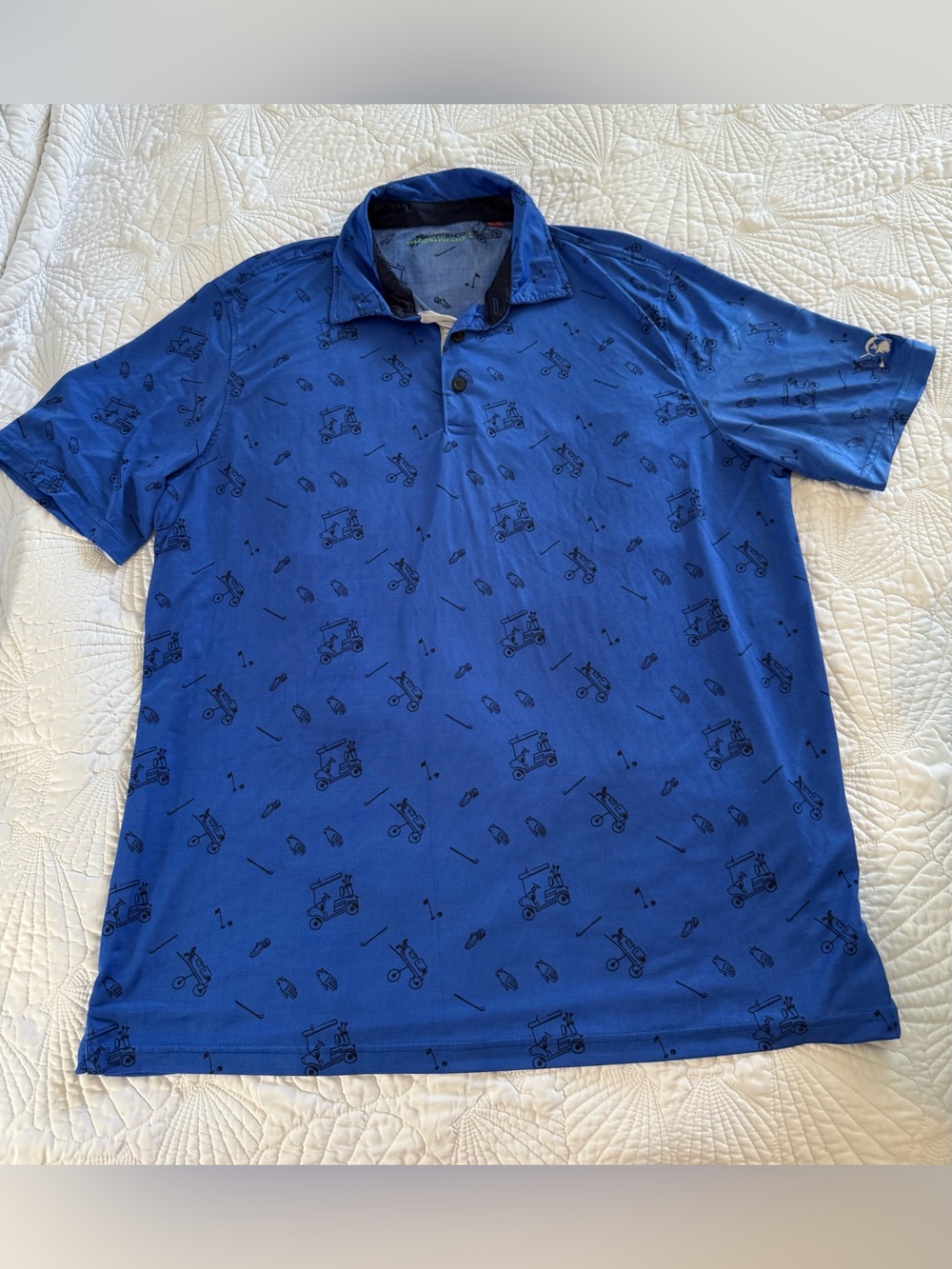 Hawke & Co Blue Golf-Print Polo